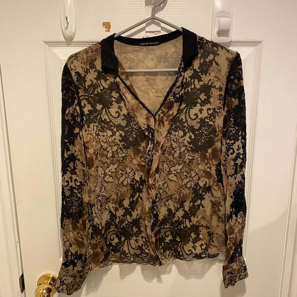 Vintage Y2K Silk Whimsical Fairycore Grunge Flowy Long Sleeve Blouse Top Goth